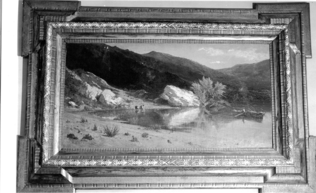 paesaggio lacustre (dipinto) by Vertunni Achille (sec. XIX)